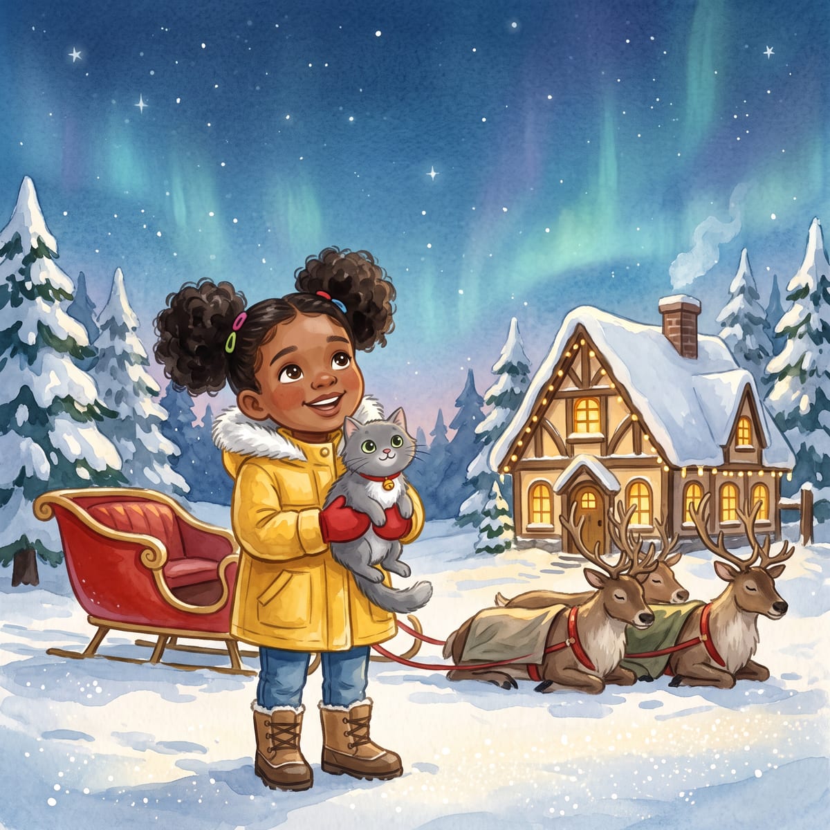 Sample personalized storybook cover: Amara and the Christmas Eve Surprise